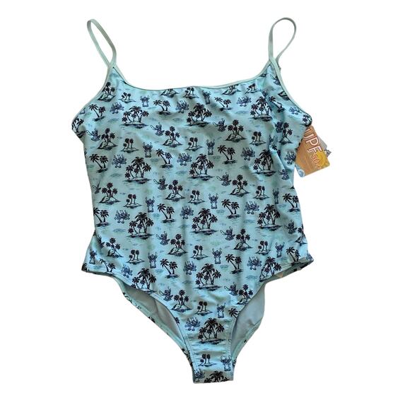 Disney Lilo And Stitch Woman's Size 1X Light Blue UPF 50+ One Piece Swimsuit NEW - Picture 3 of 11